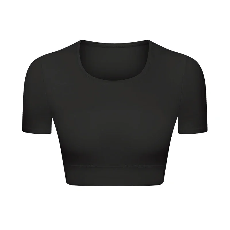 Hergymclothing Black tight crop workout top for sale