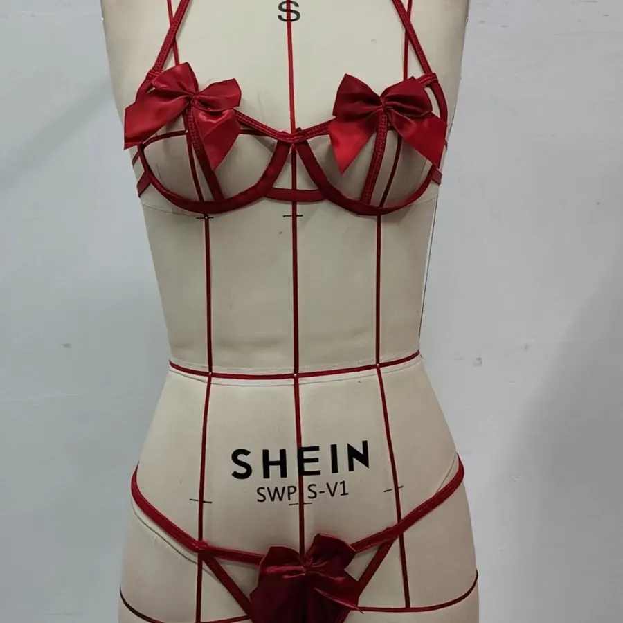 Churchf 2021 New Bow Strap Hollow Women's Underwear Two Sets