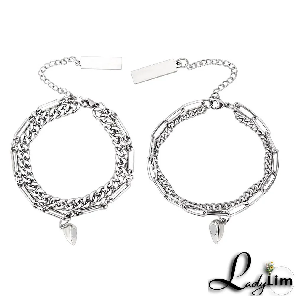 Magnet Heart Chain Couple Bracelet