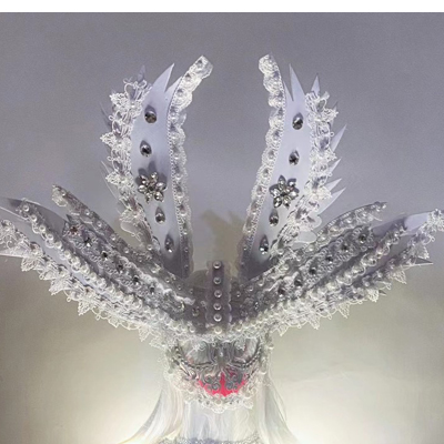 VCSHOES Women Show Costume Full Face Mask Headdress Feather Cape Women Gogo Singer Dancer Stage Performance Wear