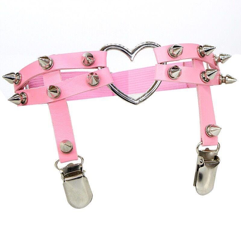 Studded Heart Leg Garter - GothBB 2022 free shipping available