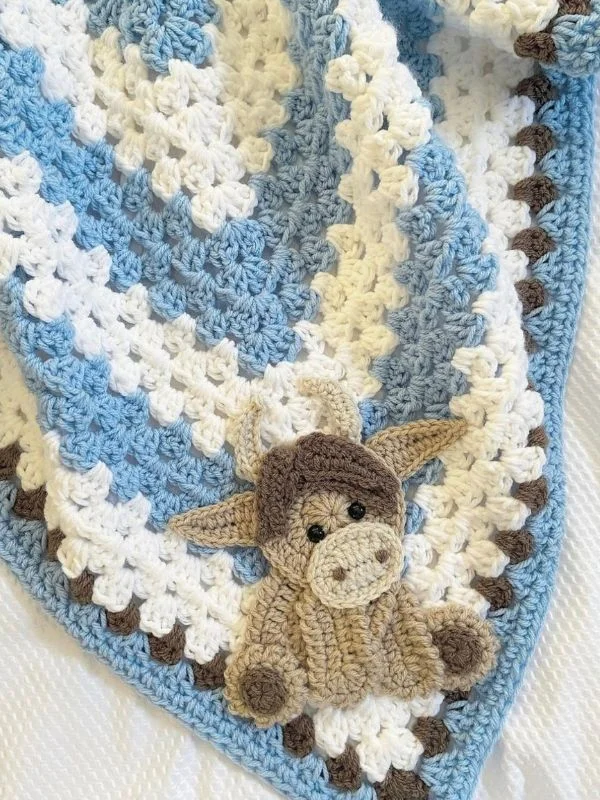 Lulusnow Handmade Blue Cow Baby Blanket Crochet Animal Baby Blanket Gifts For Baby 