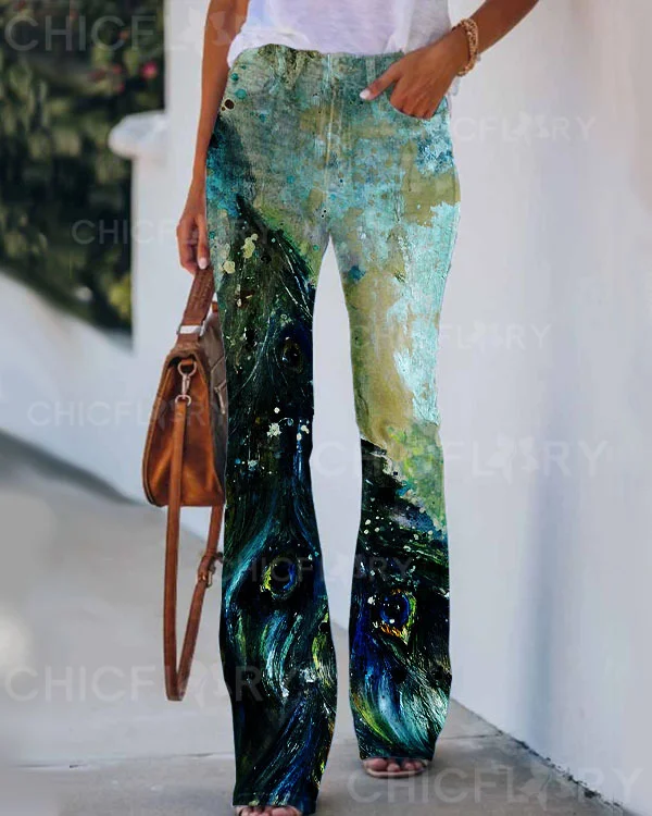 Women's  Peacock  Pattern Pants