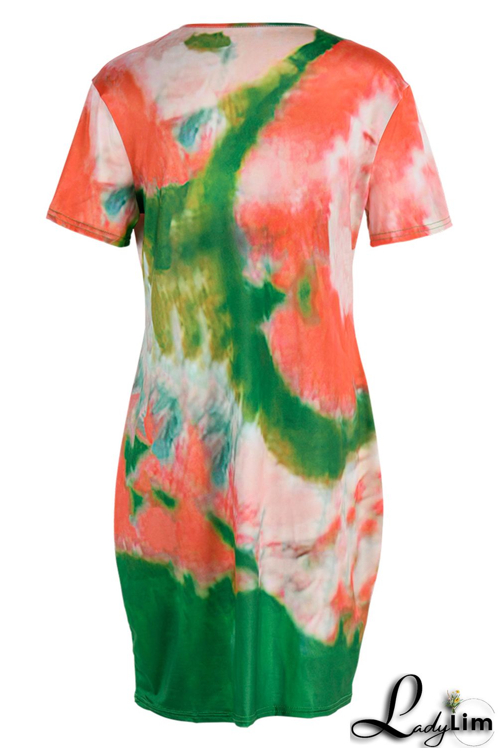 Purple Fashion Casual Letter Print Tie-dye O Neck Short Sleeve Dress Dresses