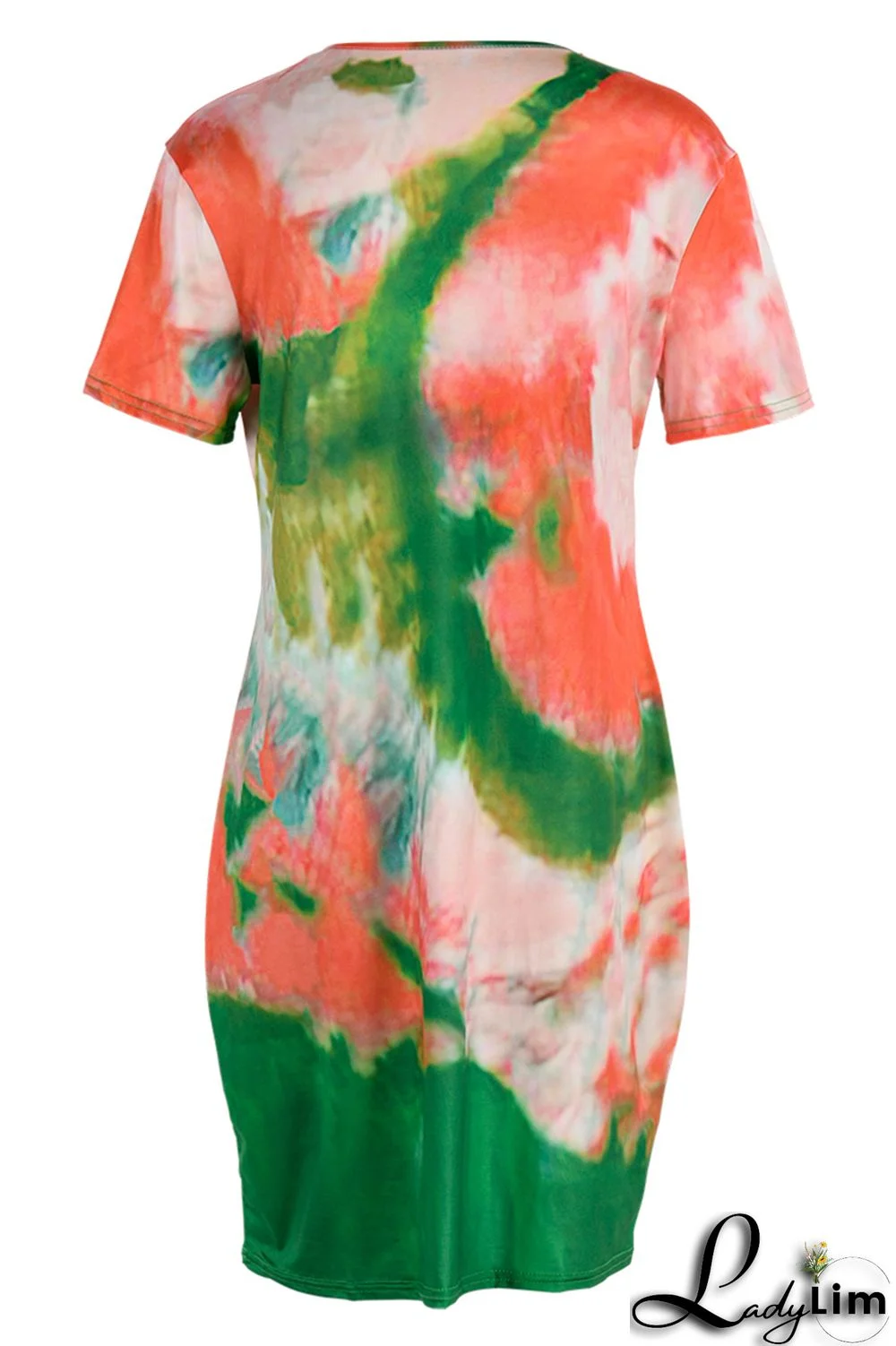 Purple Fashion Casual Letter Print Tie-dye O Neck Short Sleeve Dress Dresses