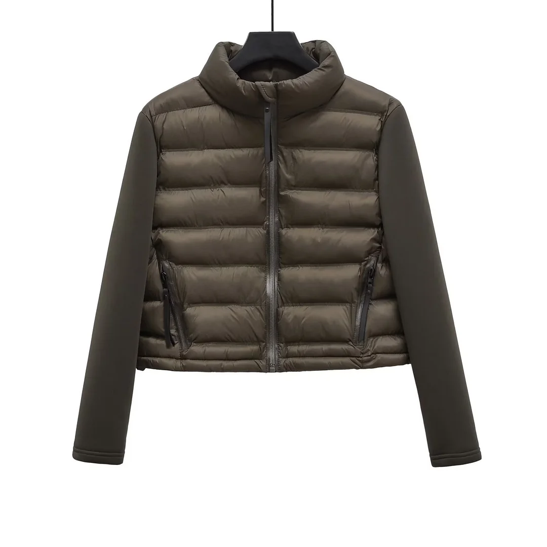 Woherb 2024 Autumn And Winter New Women's Urban Casual Sleeves Splicing Cotton Jacket W027 9316-Outfit Ideas