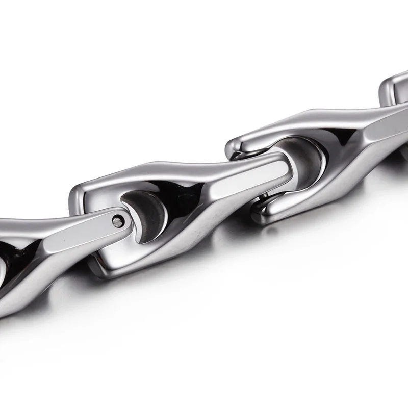 Women's Or Men's Silver 205mm Tungsten Carbide Ceramics Bracelet Hologram Energy Bracelets Fashion Link Chain Bangles Gifts