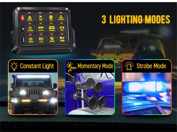 Product Introduction of Partsam 265 Ft Wireless RGB 12 Gang Switch Panel for Cars Offroad Truck RV ATV UTV Boat Led Lights 10