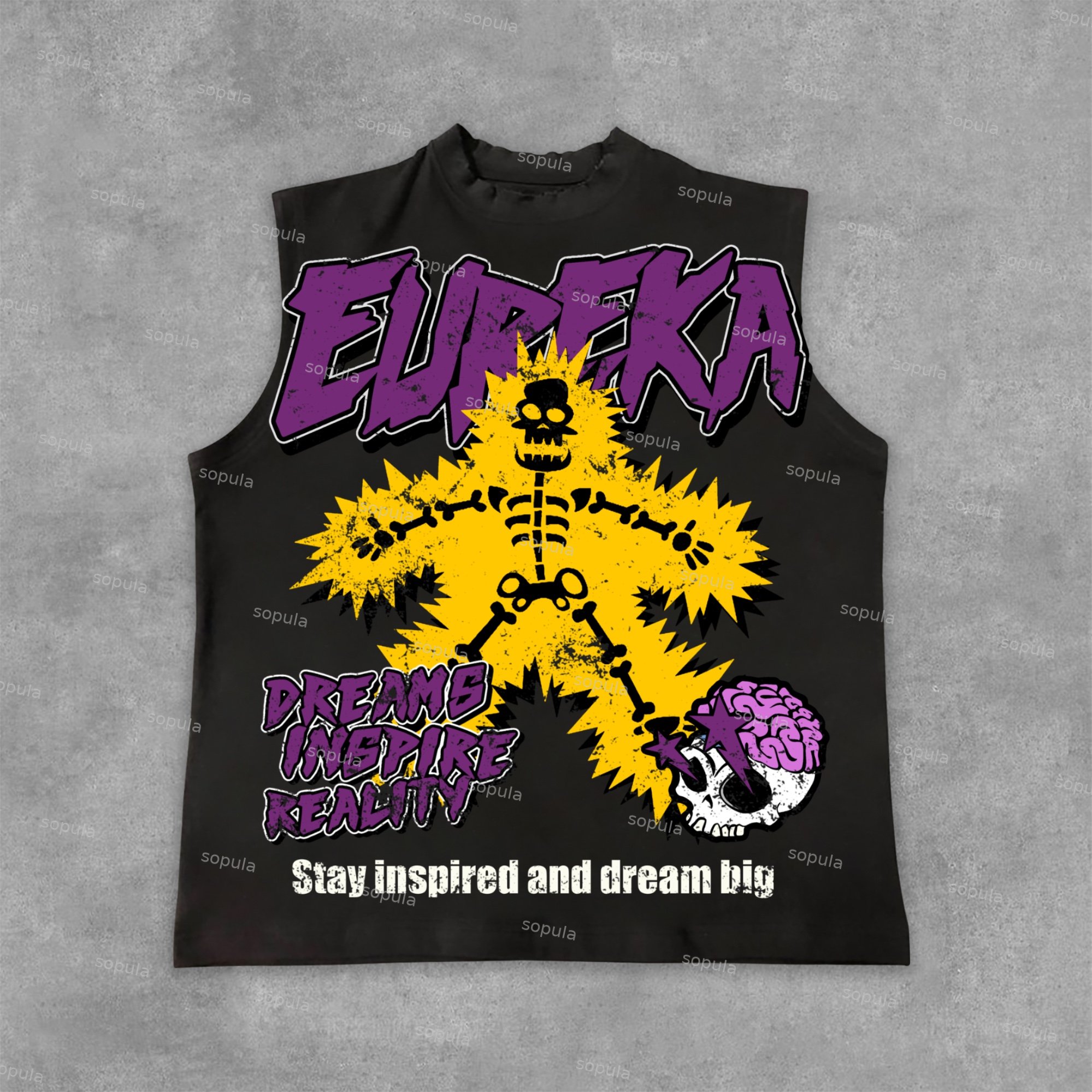 Sopula Dreams Inspire Reality Old Graphic Cotton Sleeveless Vest