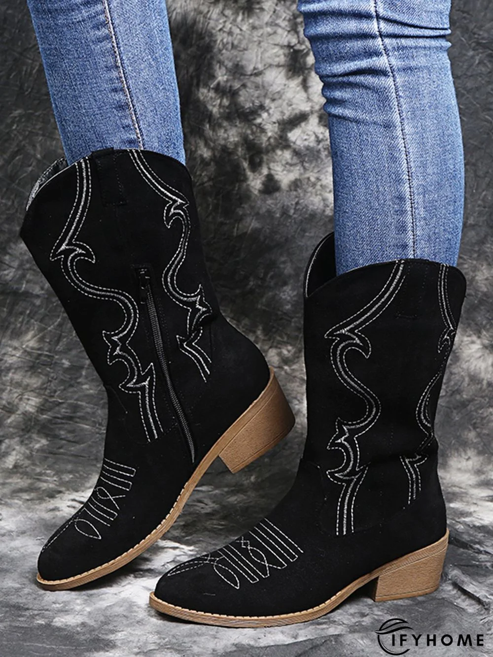 Vintage Faux Suede Embroidery Western Boots | IFYHOME