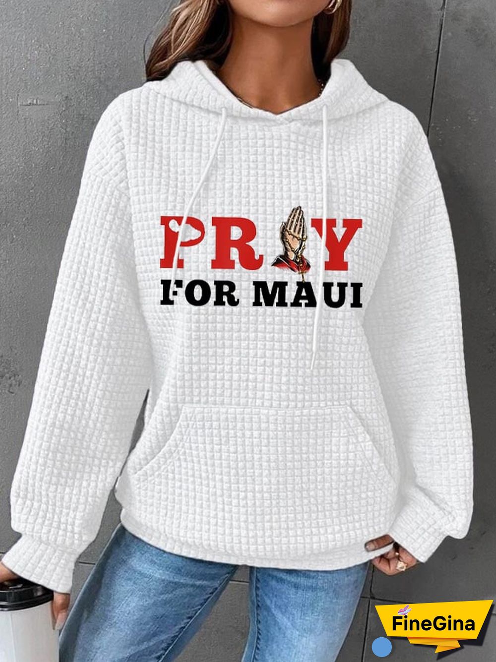 Women's Pray For Hawaii MAUI Wildfire Waffle Hoodie