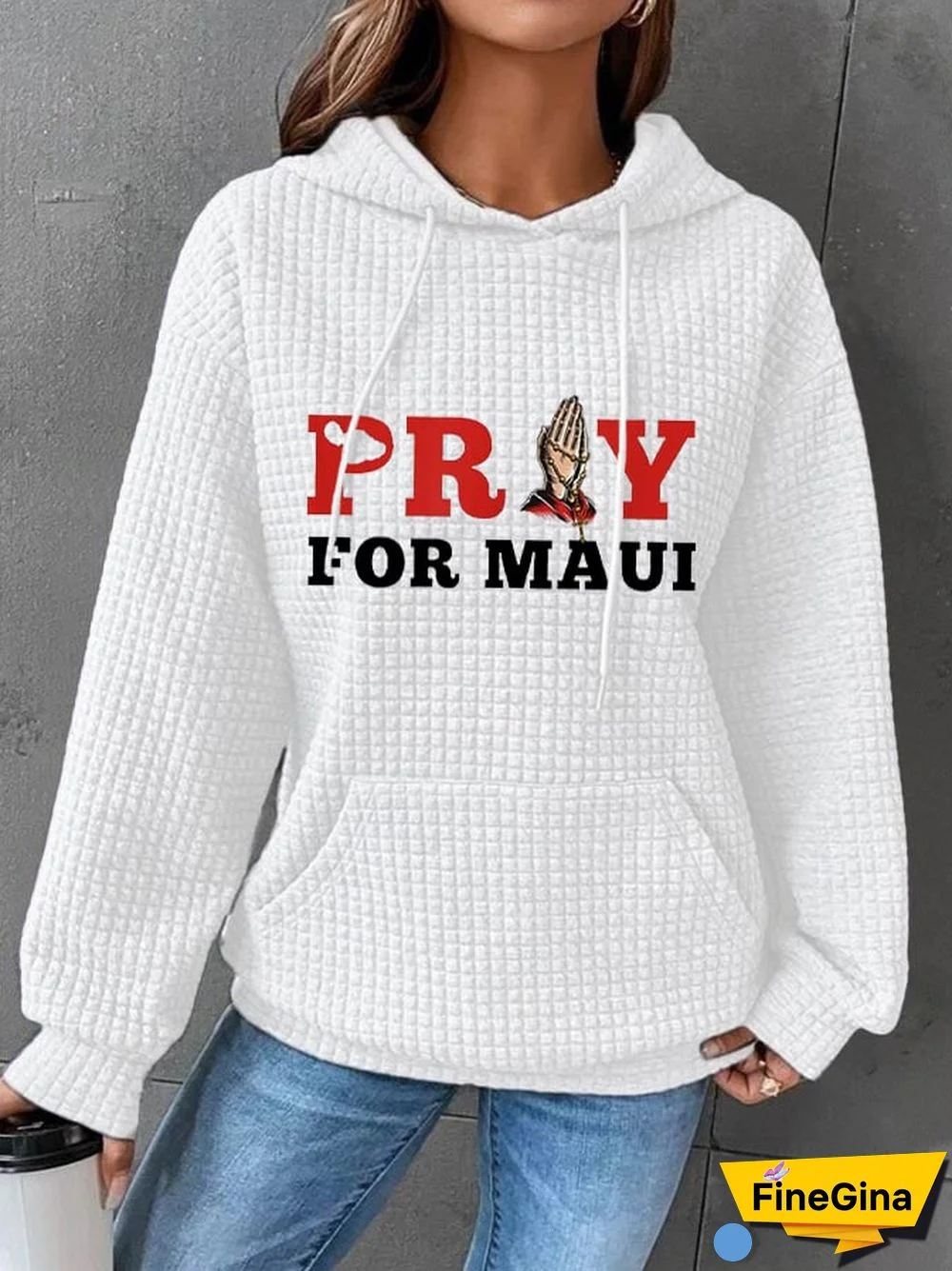 Women's Pray For Hawaii MAUI Wildfire Waffle Hoodie