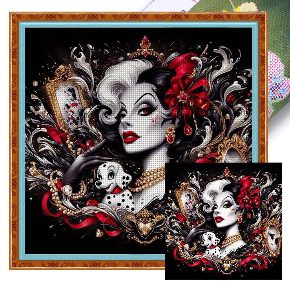 11CT Full Stamped Cross Stitch - Cruella(Canvas|45*45cm)