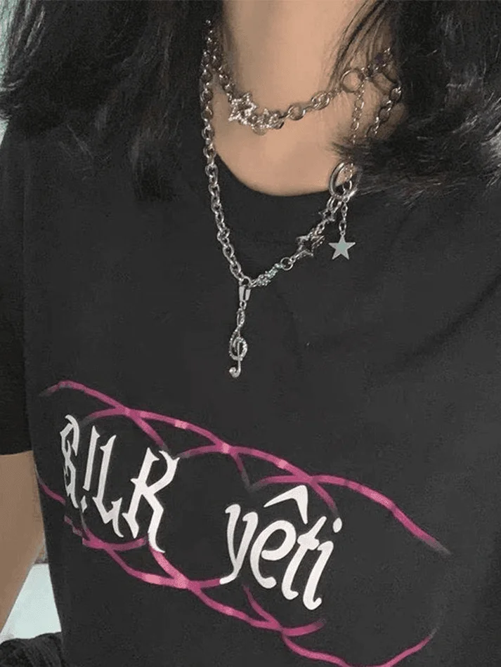 Brownm Rhinestone Decor Charm Necklace