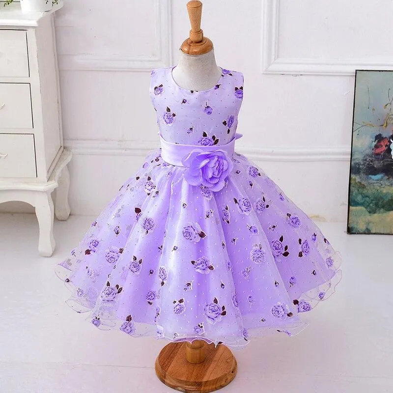 2021 Summer Kids Dresses For Girls Clothing Flower Toddler Girl Dress Pink Birthday Princess Dress Party Wedding Dress 2 3 Year