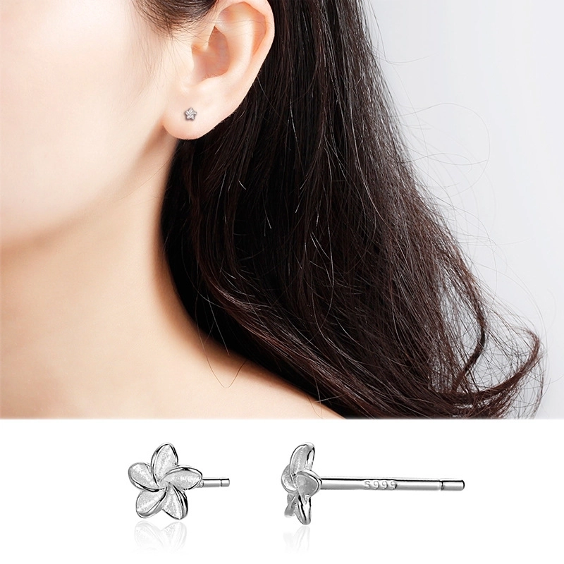1 Pair 925 Sterling Silver Four Leaf Clover Star Lightning Ear Studs
