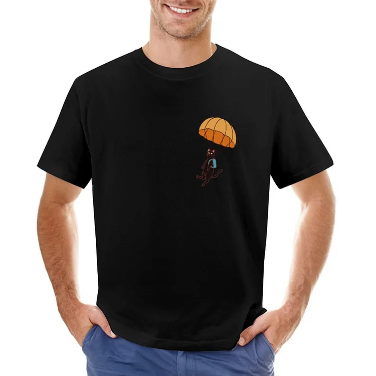Black Cat Parachute T-shirt &Agrave; Manches Courtes Gildan Pour Homme