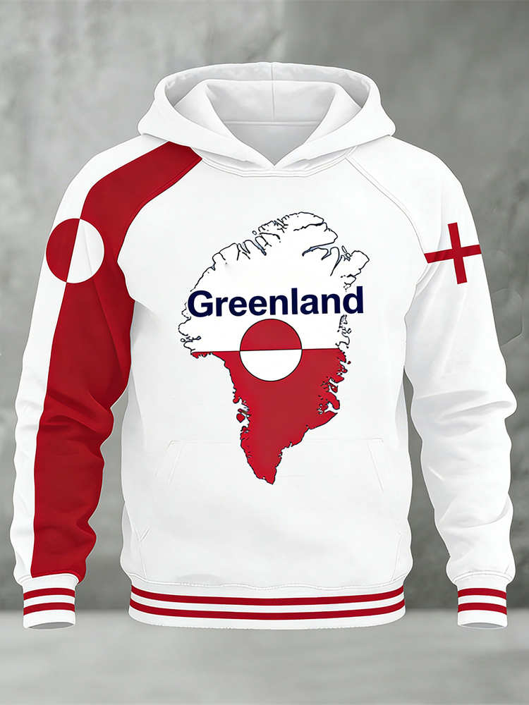 Greenland Colorblock Print Men's Hooded Sweatshirt artswardrobe