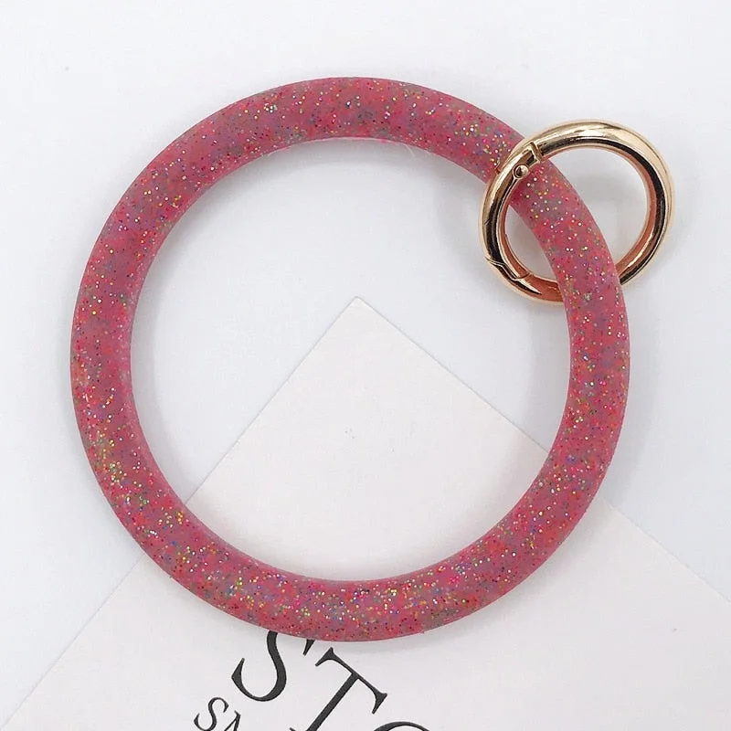 Dvacaman Hot Sale Big O Shaped Silicone Loop Wrist Key Ring Keychain with Gold O Clasp Round Key Wrist Strap Accessory Wholesale