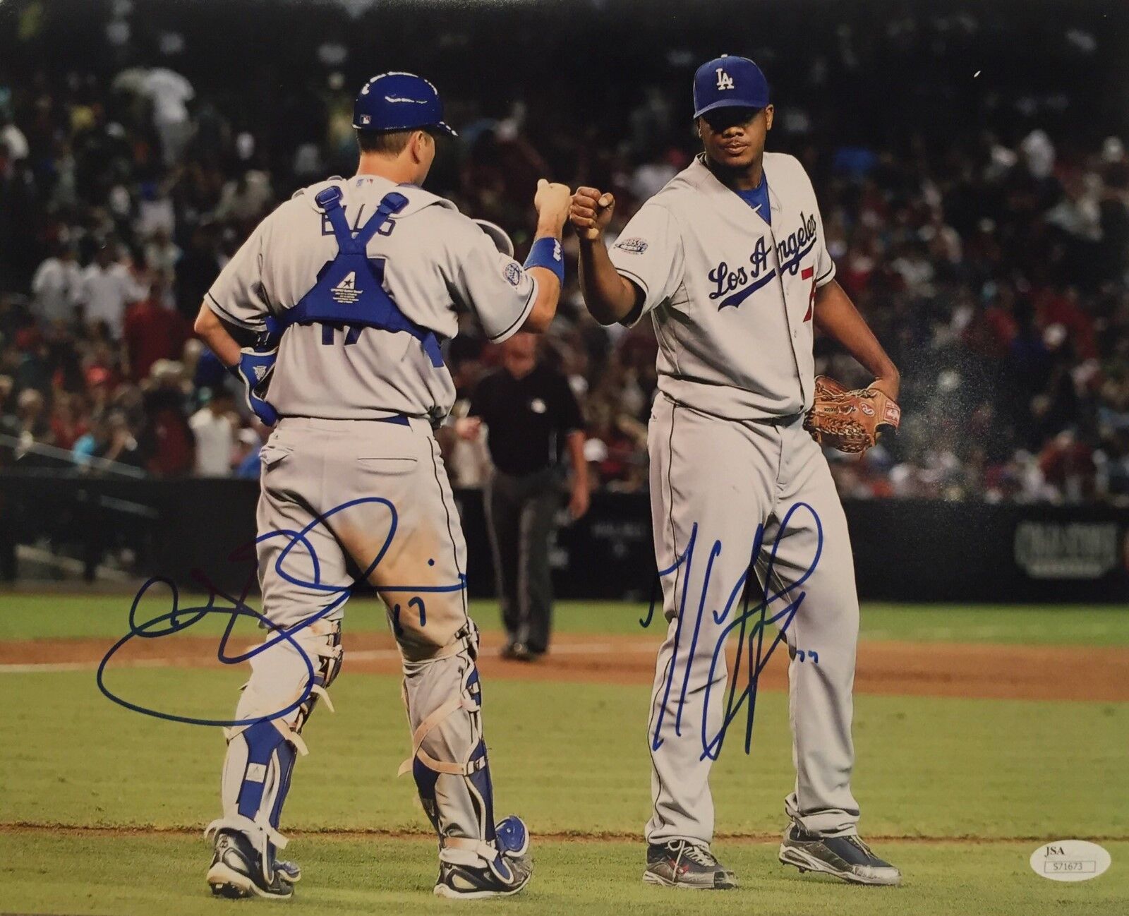 AJ Ellis And Kenley Jansen Signed Los Angeles Dodgers 11x14 Baseball Photo Poster painting JSA