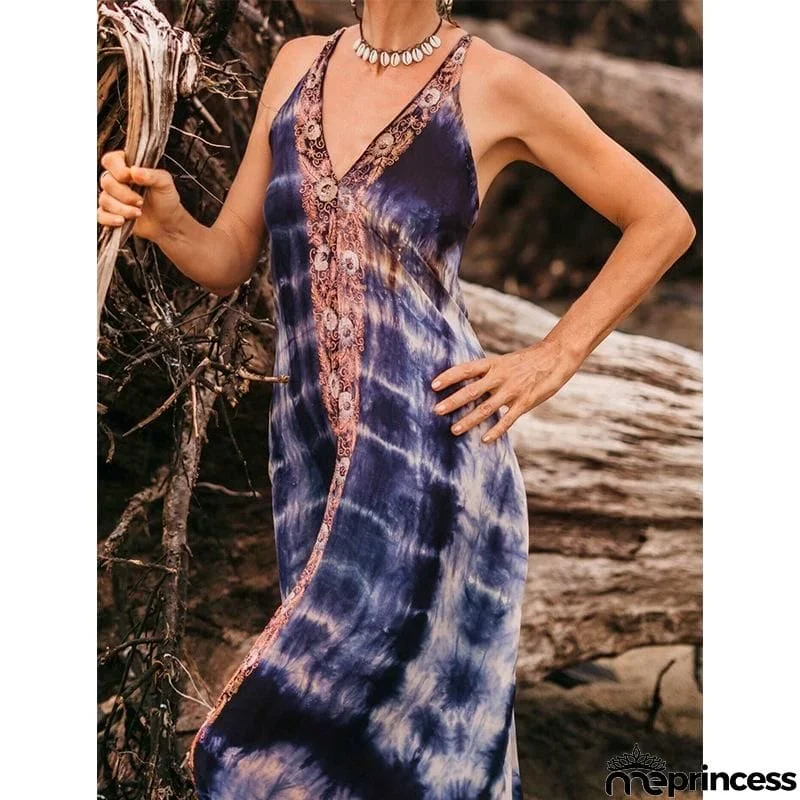 Sexy deep v neck backless cool vacation dress