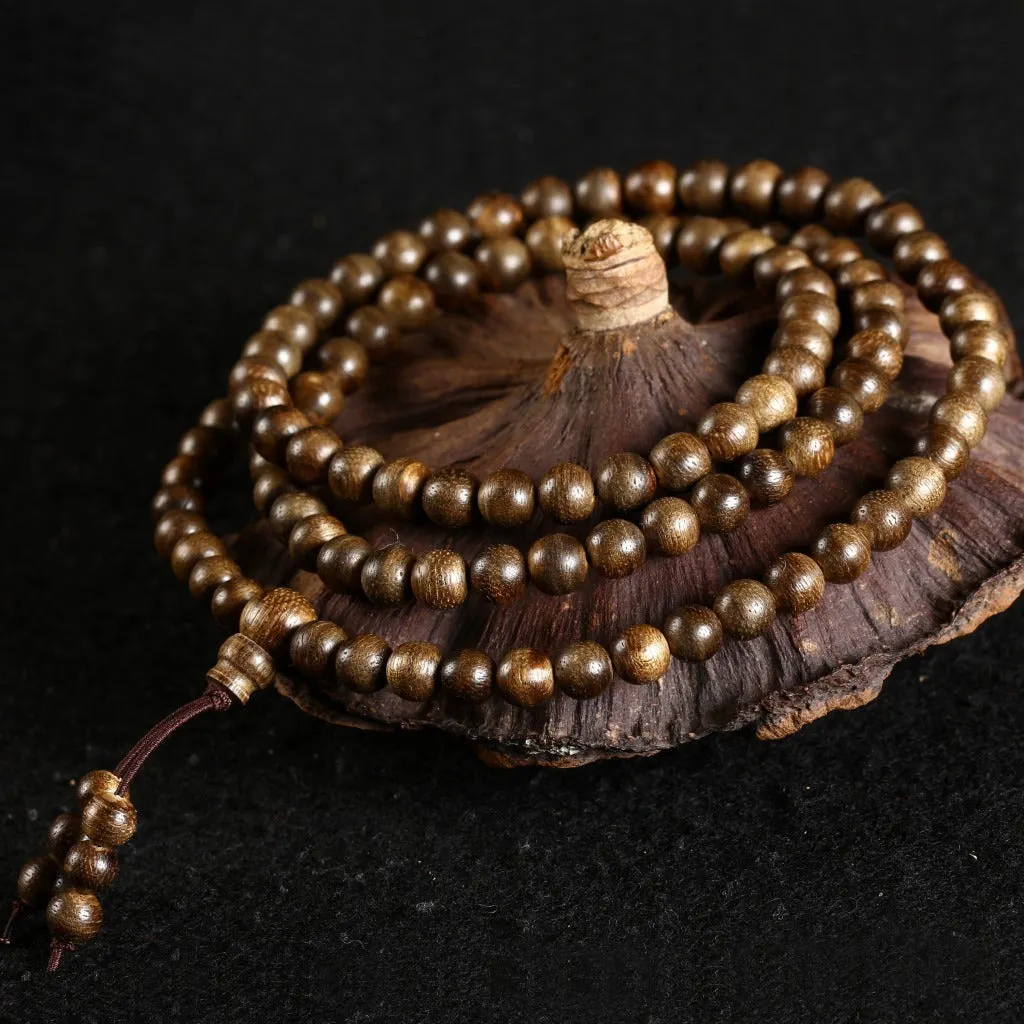 Indonesian Kalimantan Natural Agarwood Mara OK Buddha 108 Beads Bracelets