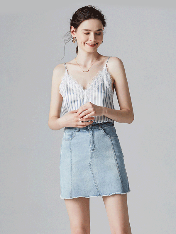 Blue Straps Silk Camisoles