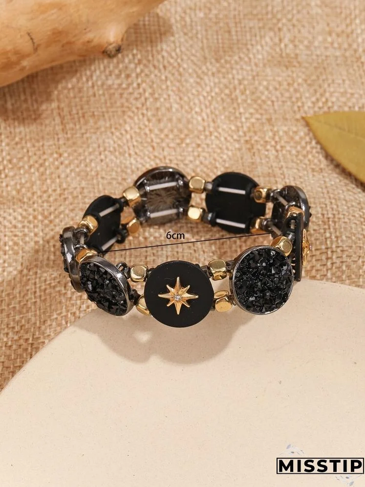 Rhinestone Detail Round Decor Bracelet