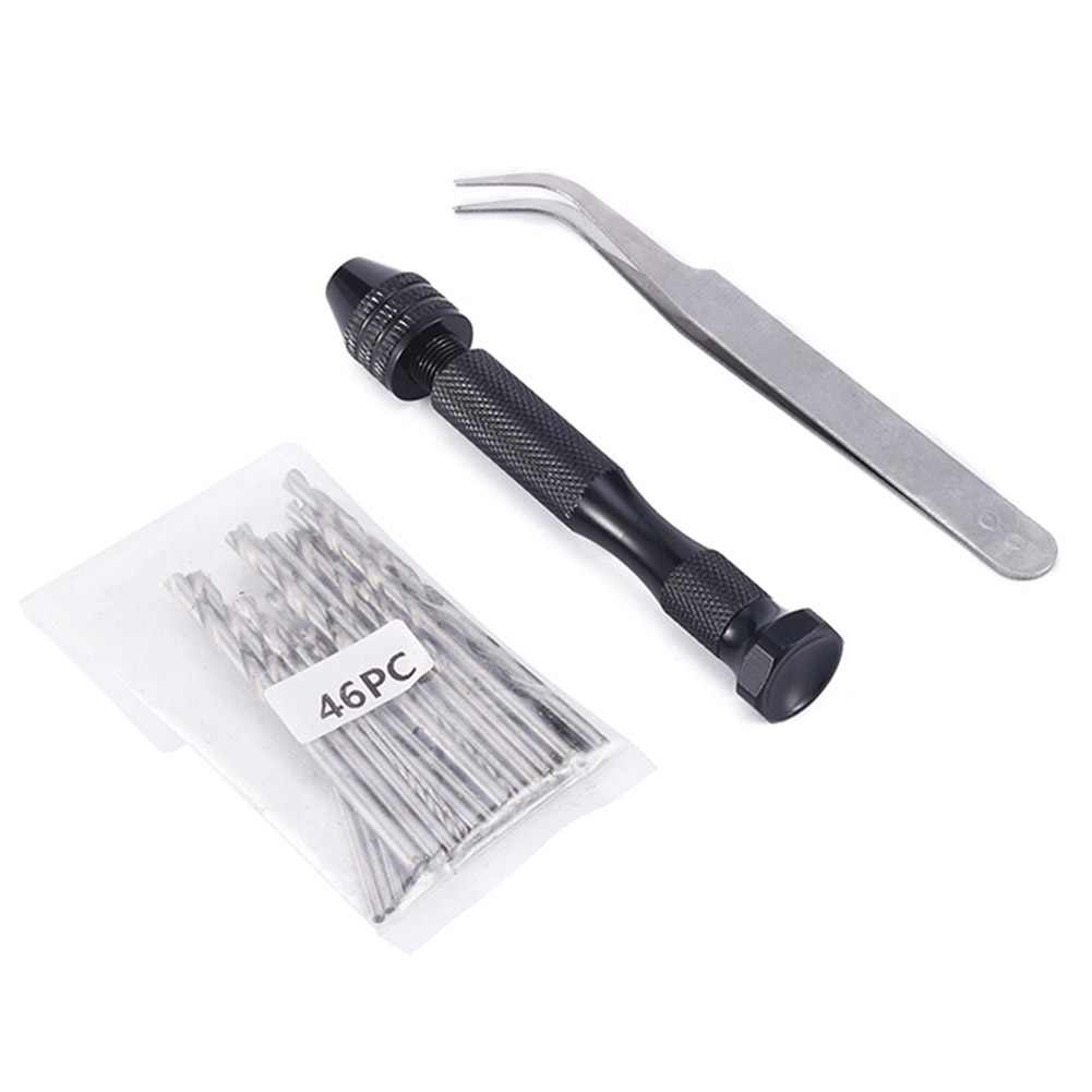 

Mini Micro Hand Drill Set with Keyless Chuck +46pcs Twist Drill Bit+Tweezer, 501 Original