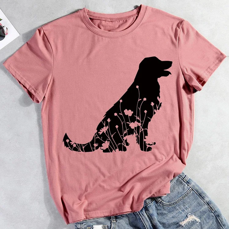 Floral Dog Lovely  T-shirt Tee -012312
