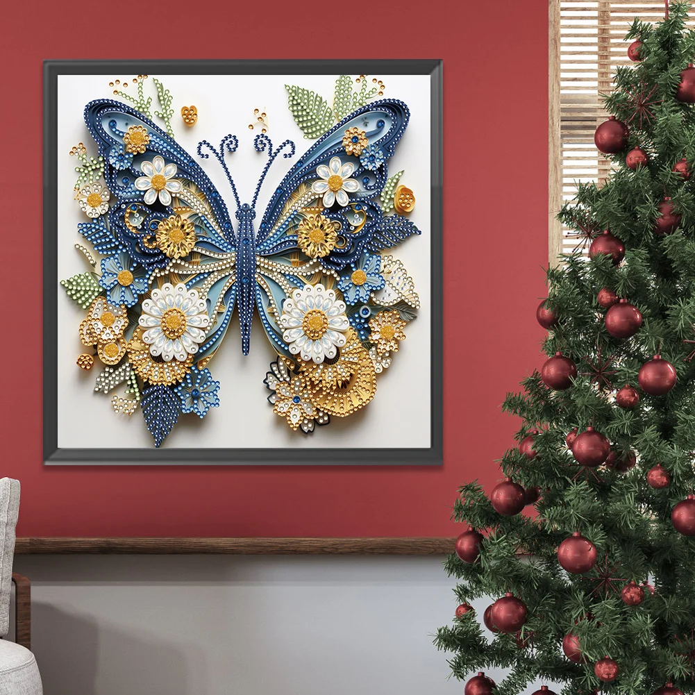 Diamond Painting - Partial Special Shaped Drill - Butterfly(Canvas|30*30cm)