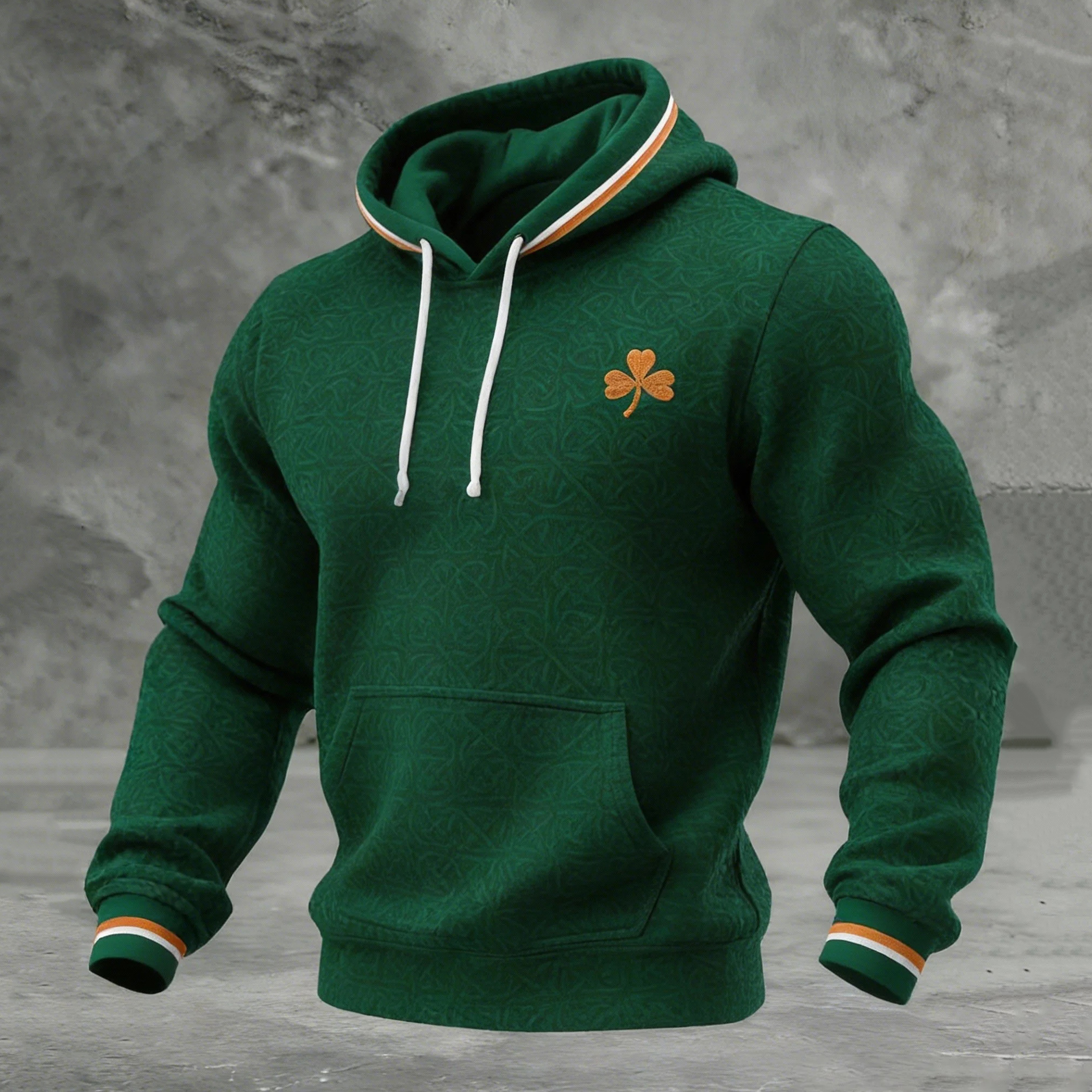 Men's St. Patrick's Day Shamrock Print Long Sleeve Casual Hoodie artswardrobe