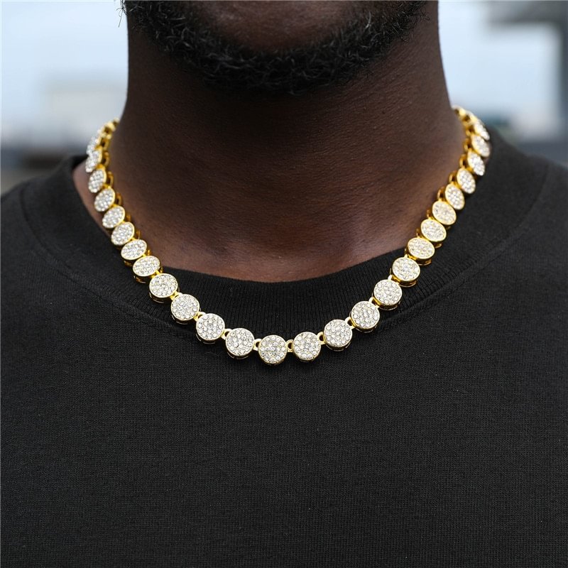 10MM Iced Out Rhinestones Round Tennis Chain Men's Hip Hop Necklace-VESSFUL