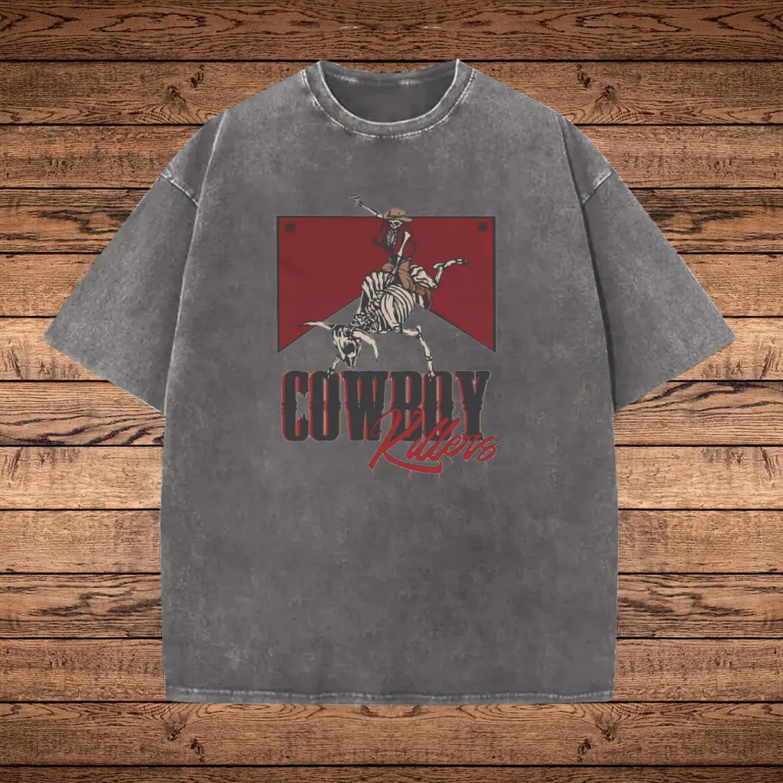 Vintage Cowboy Graphic Print Washed T-shirt