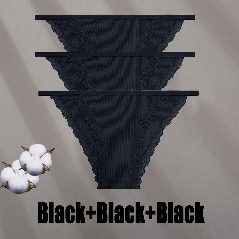 Billionm Women Sexy Lace Panties Cotton Breathable Underwear G-String Intimates Lingerie Female Solid Color Soft Underpants