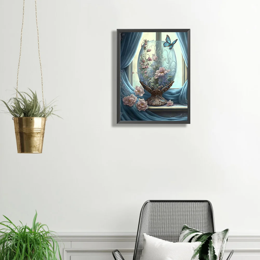 Diamond Painting - Full Square Drill - Flower Butterfly Cup(Canvas|30*40cm)