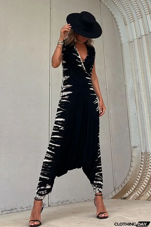 Call Me Confident Tie-dye Print Halter Stretch Jumpsuit