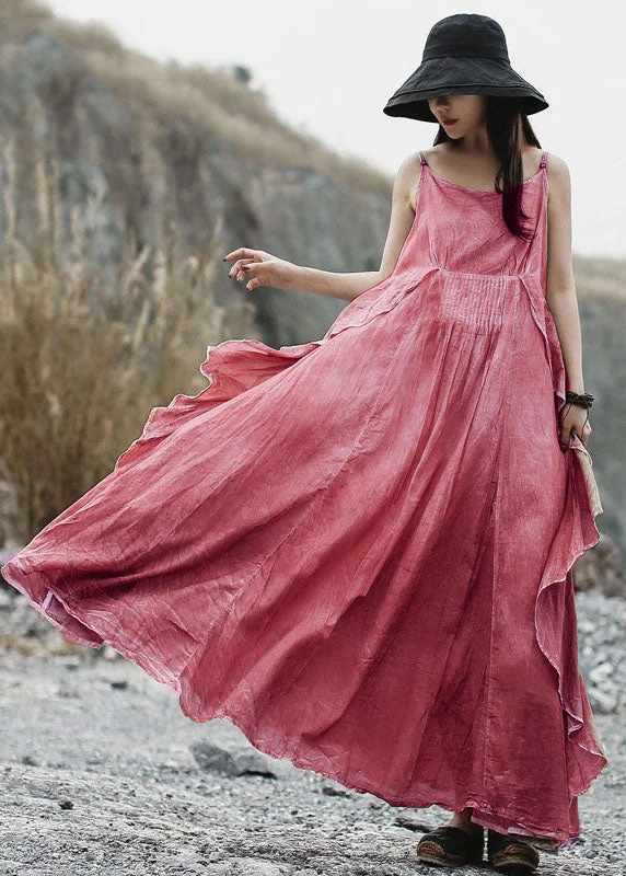 Fitted Pink Cold Shoulder Patchwork Cotton Dresses Sleeveless (Limited Stock)