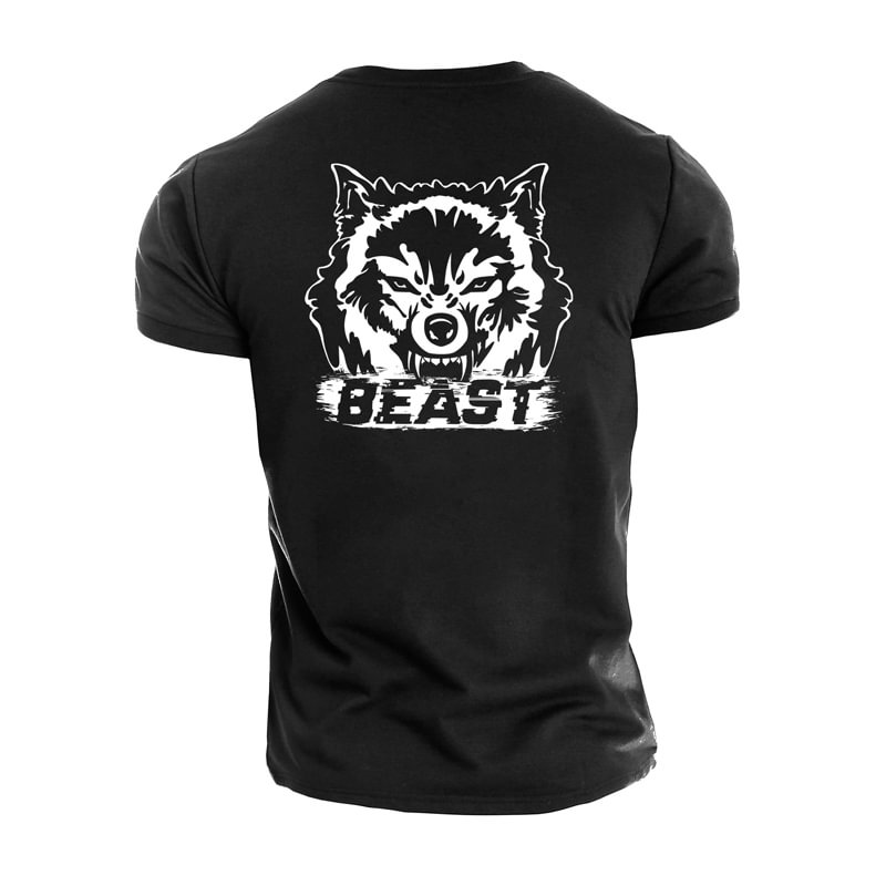 Cotton Men's Fitness Wolf Graphic T-shirts tacday