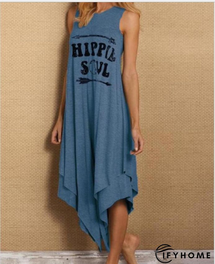 Printed Graphic Sleeveless V Neck Weaving Dress | IFYHOME