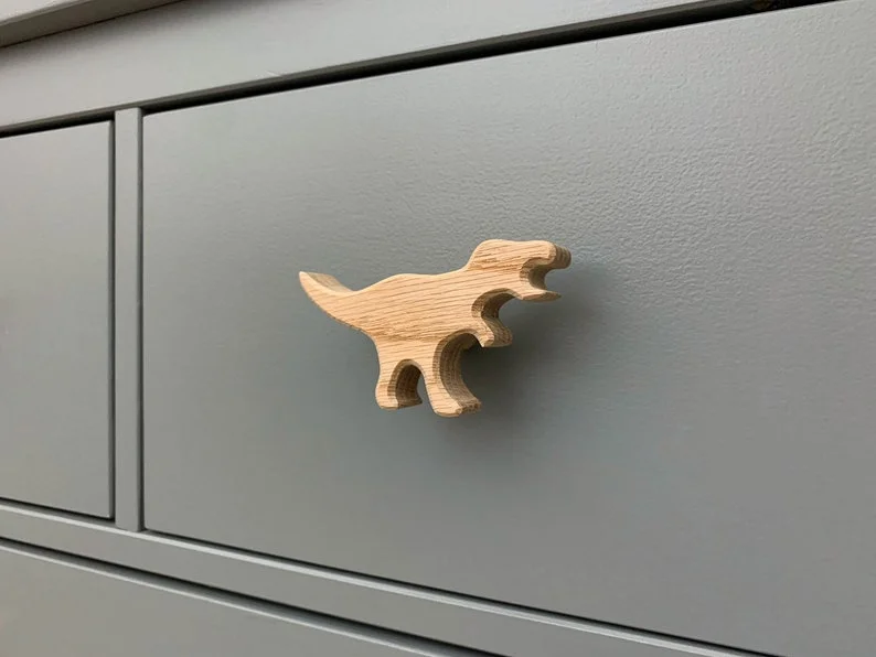 Dinosaur dresser knob for nursery, drawer pull handle for kids room. T