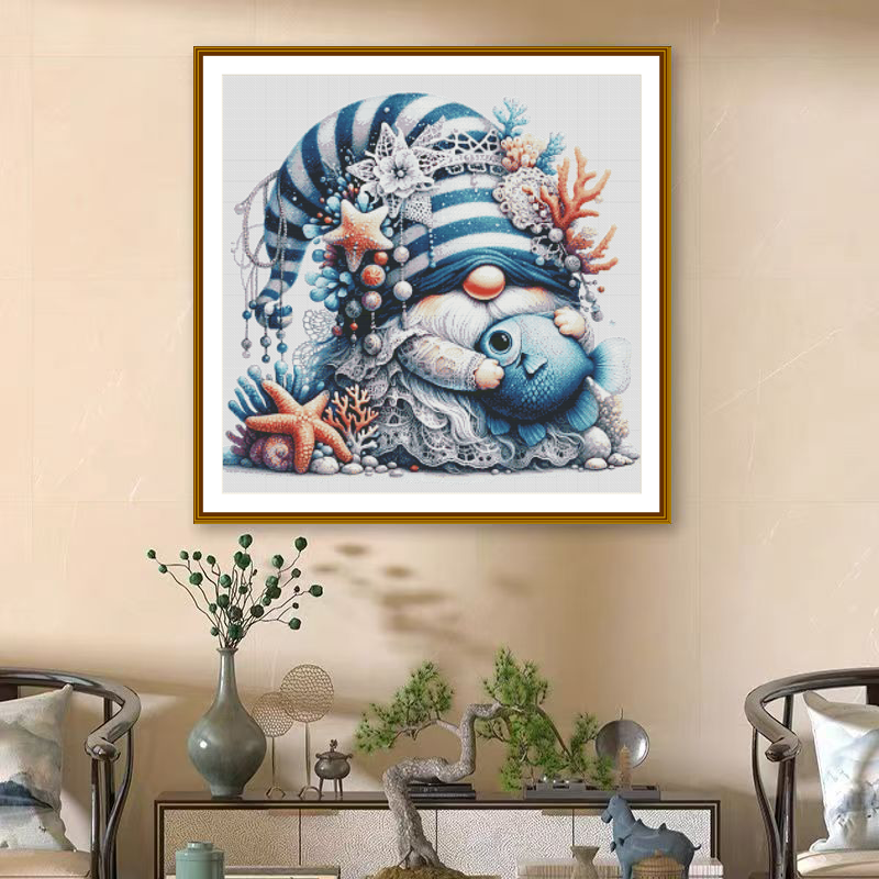 1set DIY Printed Cross Stitch Kit [ZZ5740-fish Dwarfs] Cross Stitch Kit Painting Fairy Cross Stitch