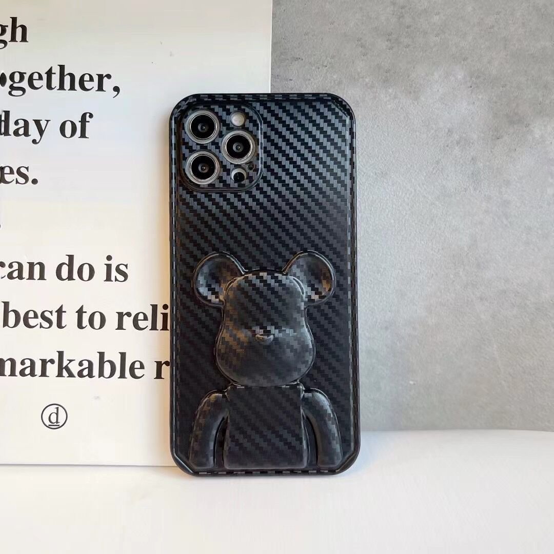 3D Carbon Fiber Bearbrick Phone Case