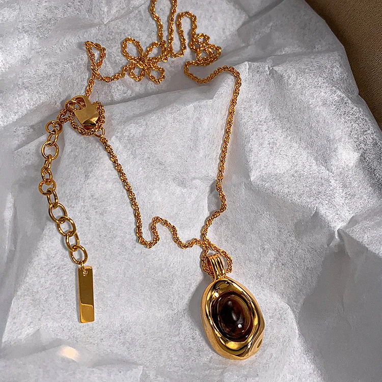 Oval Tiger Eye Stone Necklace