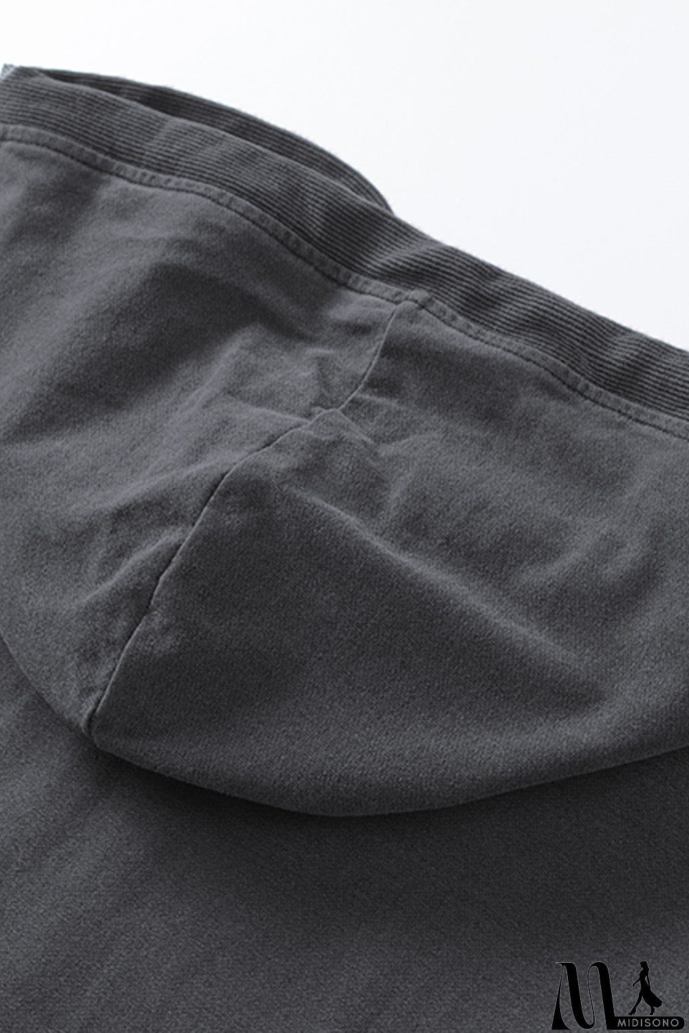 MidiSono - Zipped Front Stitching Hooded Sweatshirt