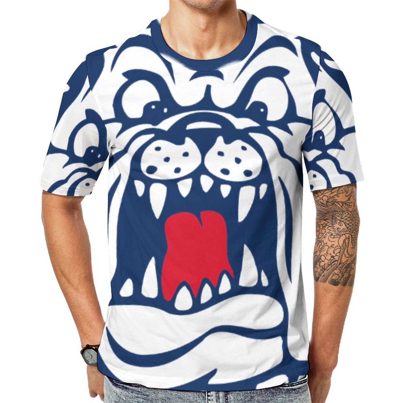 Fresno State Bulldog Head Short Sleeve Print Unisex Tshirt Summer Casual Tees for Men and Women Coolcoshirts