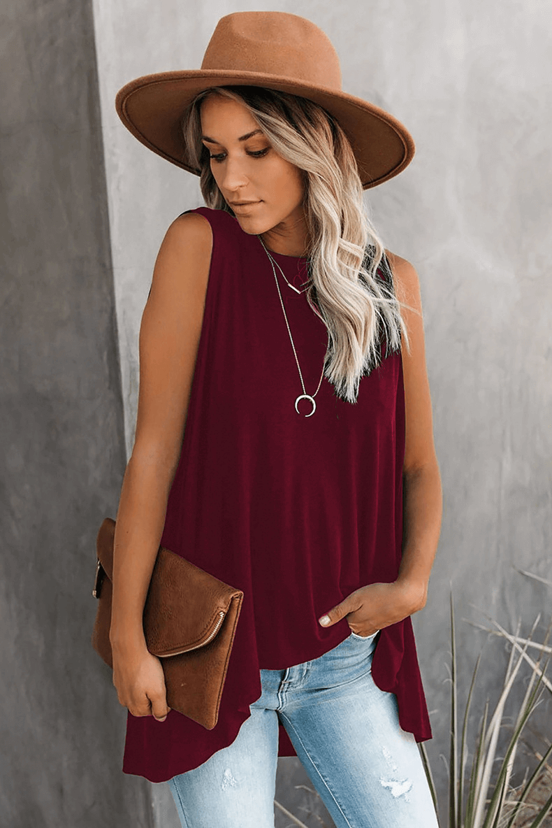 Casual Sleeveless Solid Color Vest