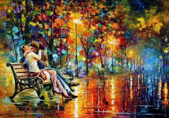 COUPLE KISSING - ART - PAINTING - Photo Poster painting POSTER - HIGH GLOSS INSERT -  POST!