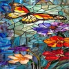 Glass Painting Butterfly Flowers-11CT Stamped Cross Stitch 30*90cm/11.81*35.43in (Big Size)