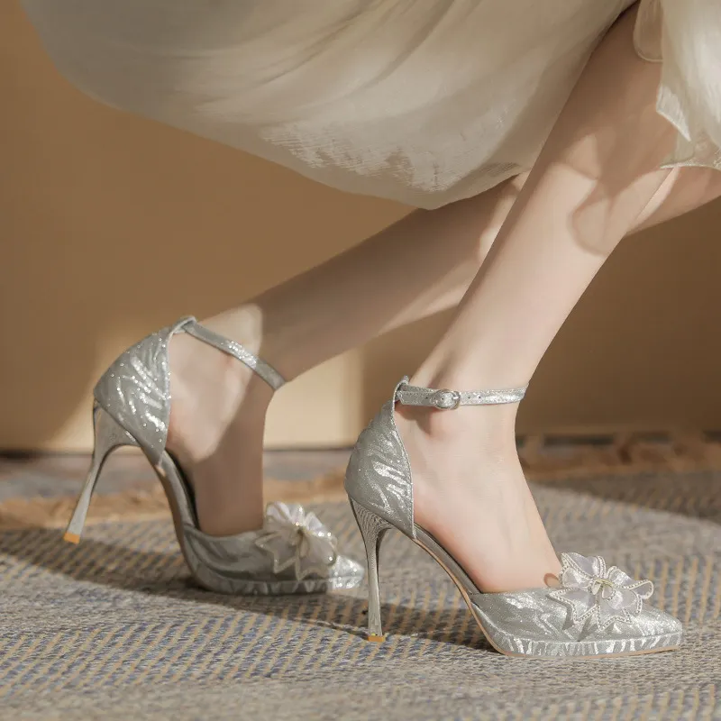 Churchf Churchf High Heels 2023 Spring And Autumn New Fine Heel Pointed Sexy Female Shoes Korean Version Joker High Heel Wedding Shoes